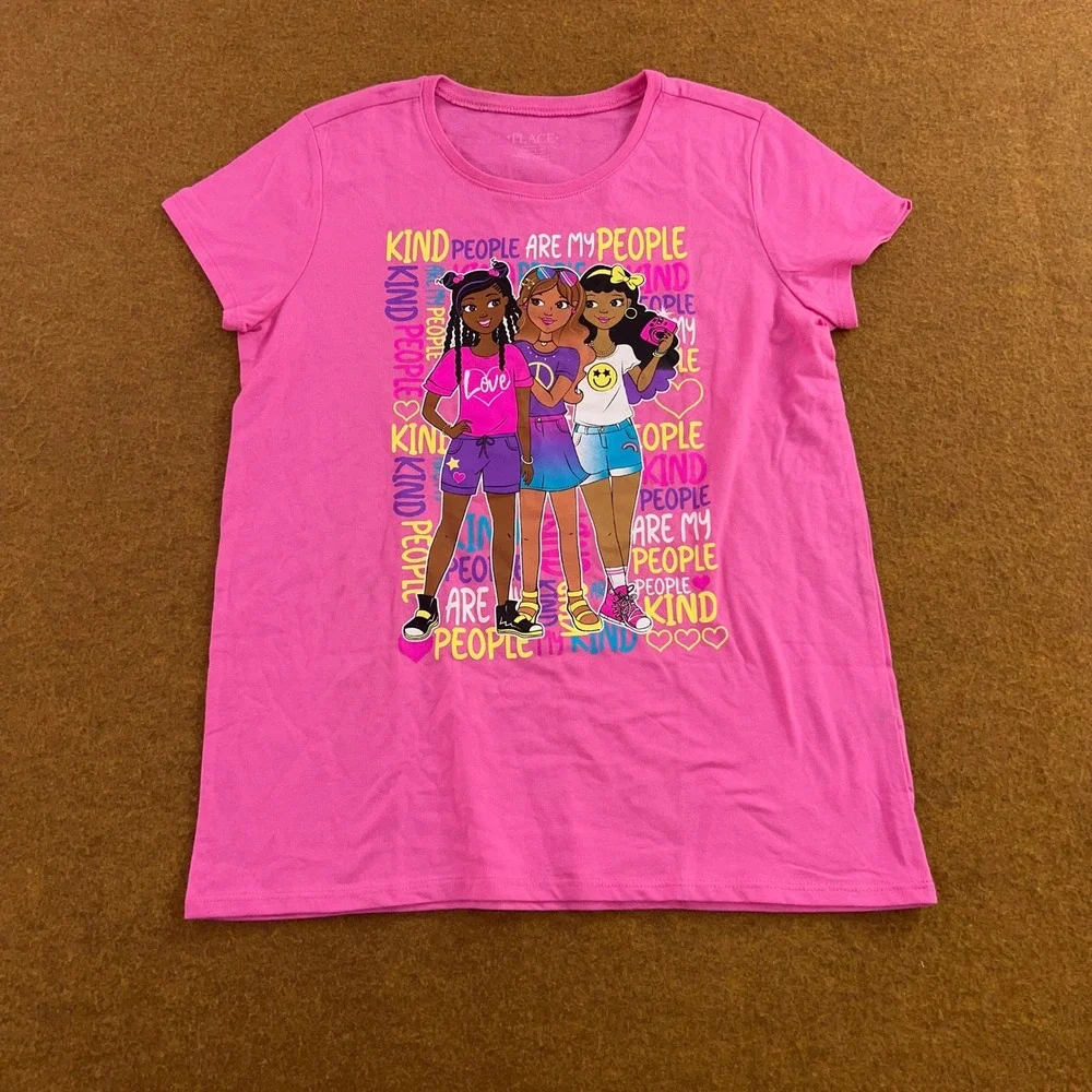 The Children's Place Girls 16 Pink Green Kind People Are My People T-Shirt Lot 2